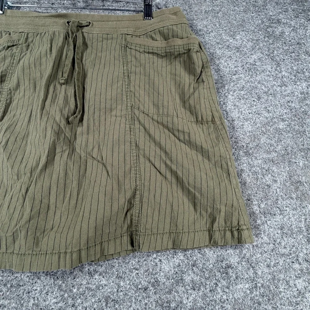 Great Northwest Indigo Skort Women 12 Olive Green Striped Stretch Built In Brief